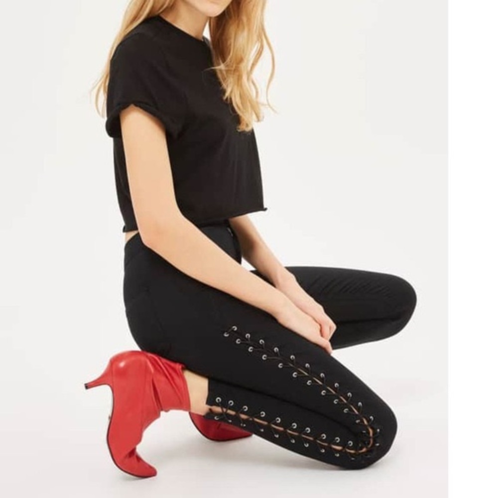 Topshop Black Lace up Jeans